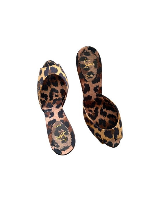 Christian Louboutin Satin Leopard Me Dolly Sandals