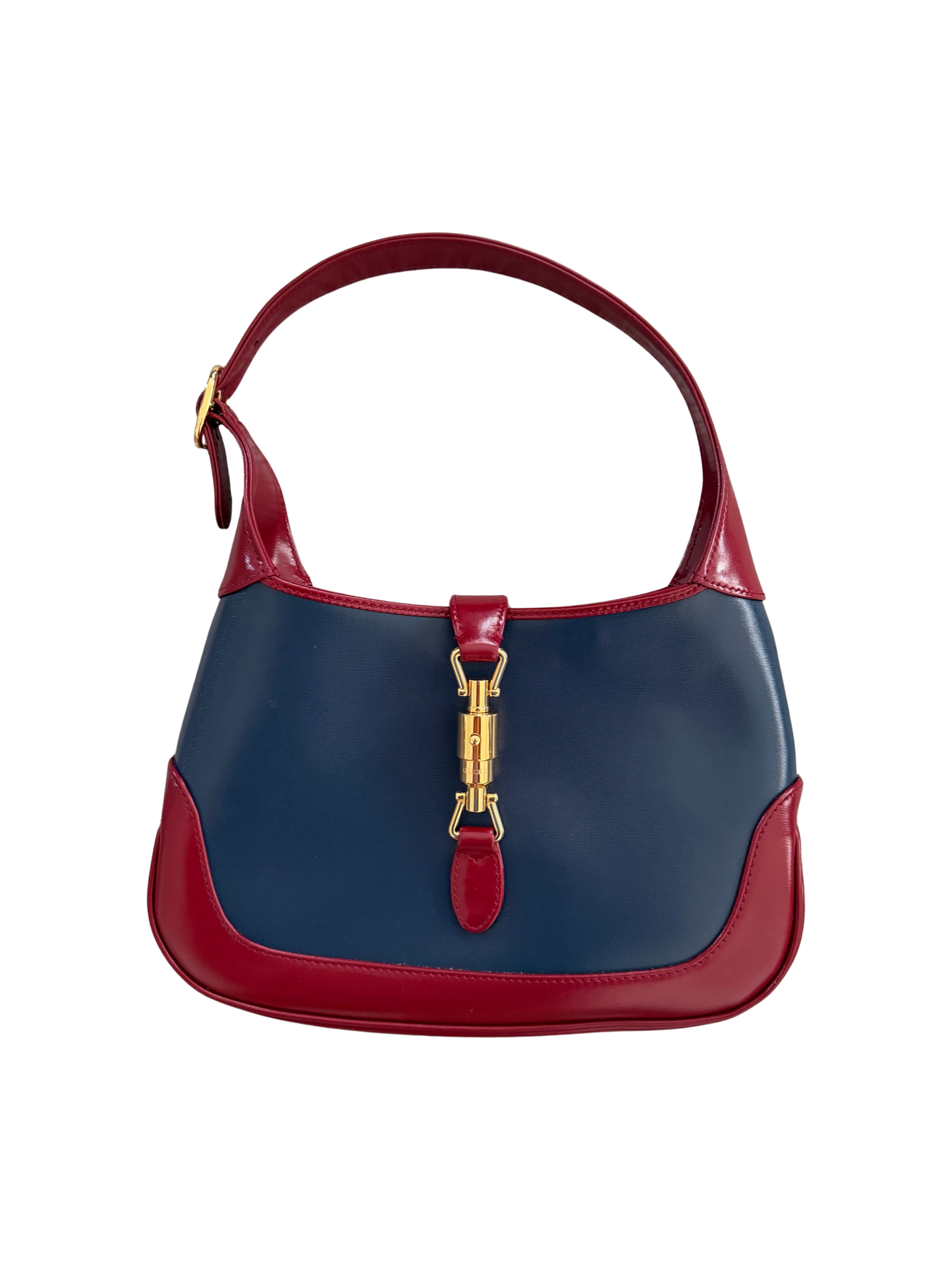 Gucci Navy + Cherry Red Small Jackie Handbag