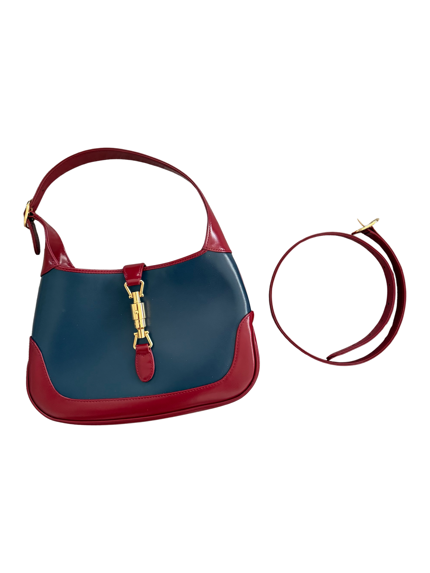 Gucci Navy + Cherry Red Small Jackie Handbag