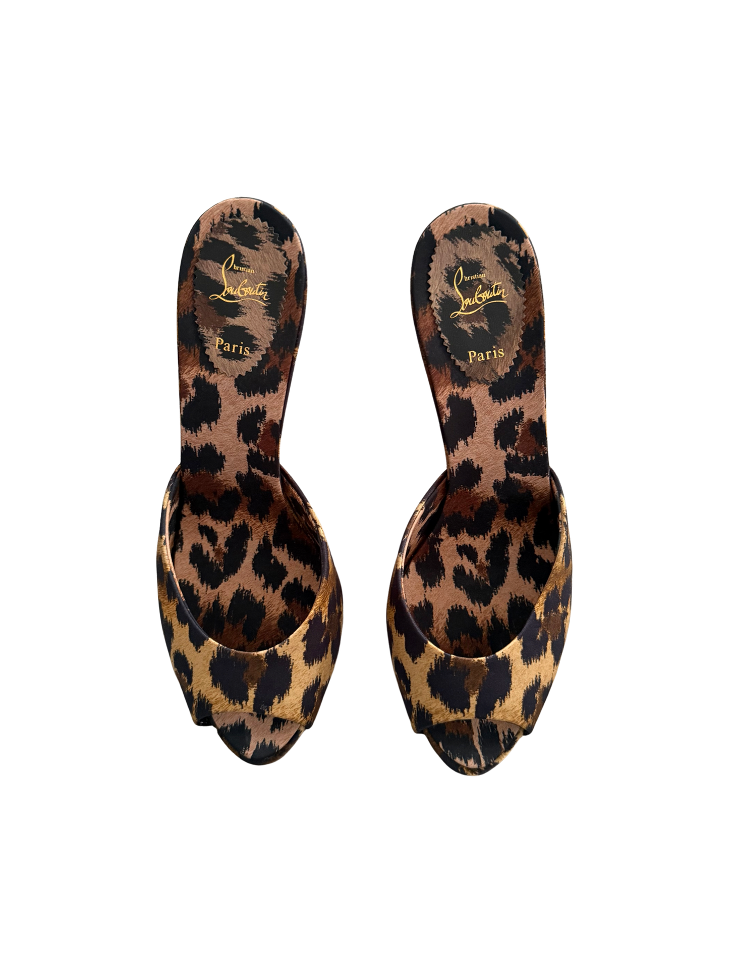 Christian Louboutin Satin Leopard Me Dolly Sandals