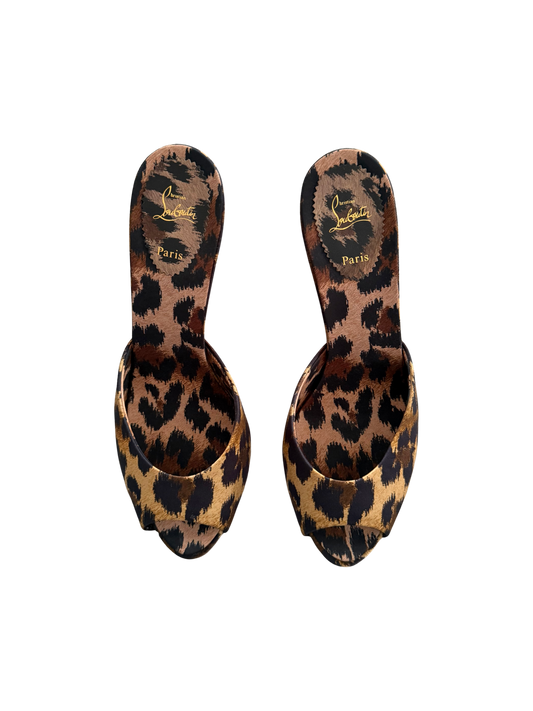 Christian Louboutin Satin Leopard Me Dolly Sandals