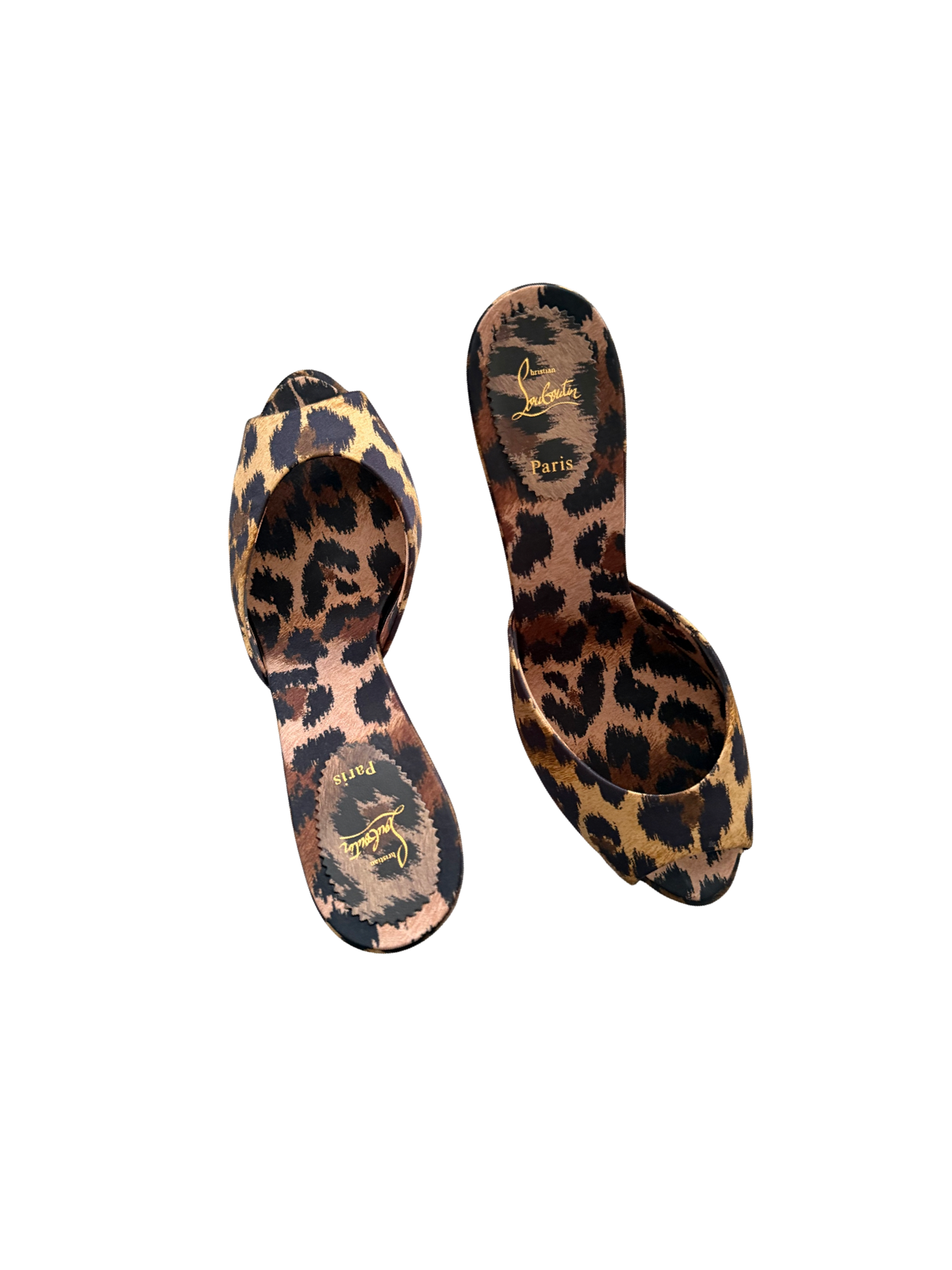 Christian Louboutin Satin Leopard Me Dolly Sandals