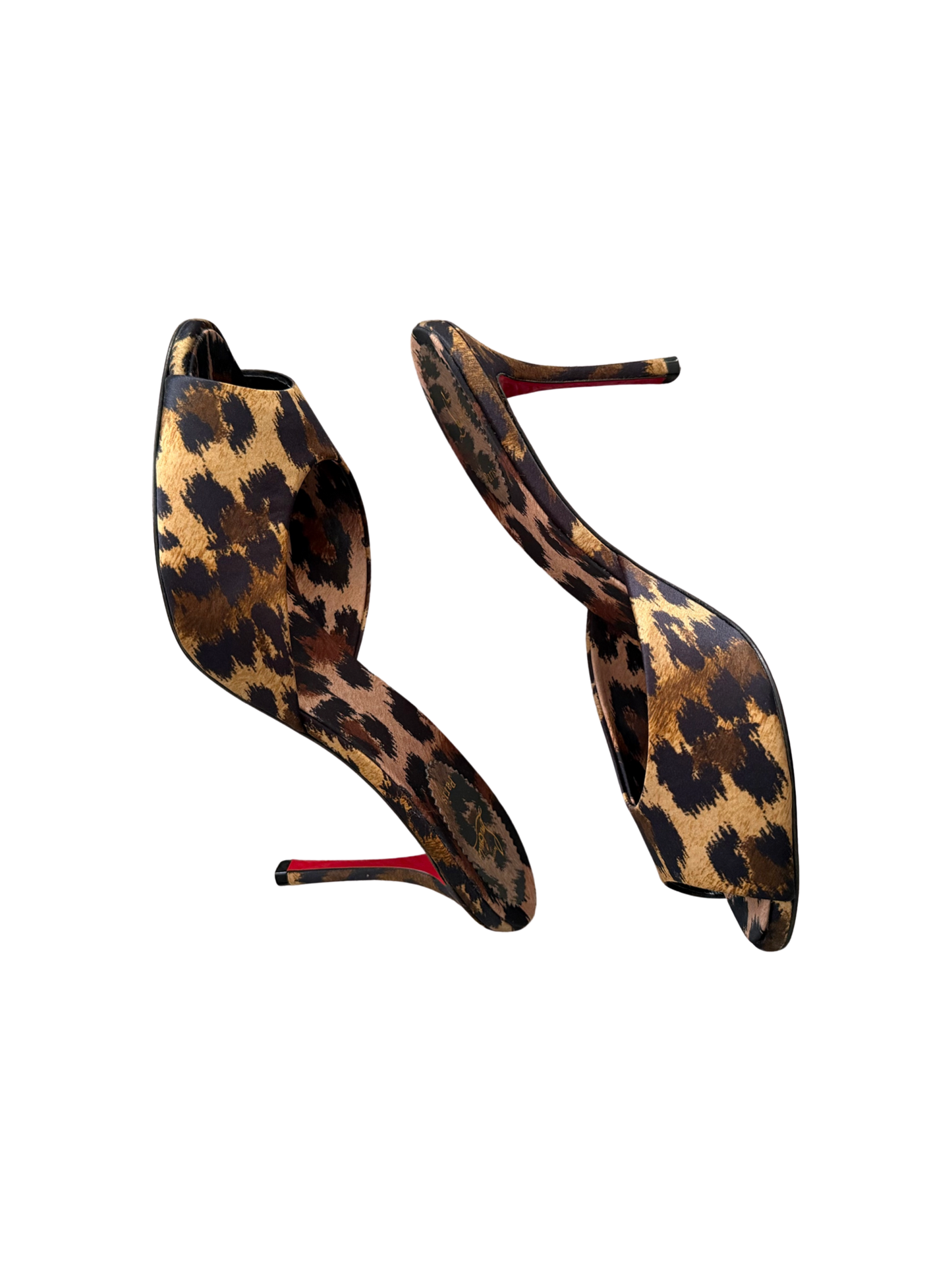Christian Louboutin Satin Leopard Me Dolly Sandals